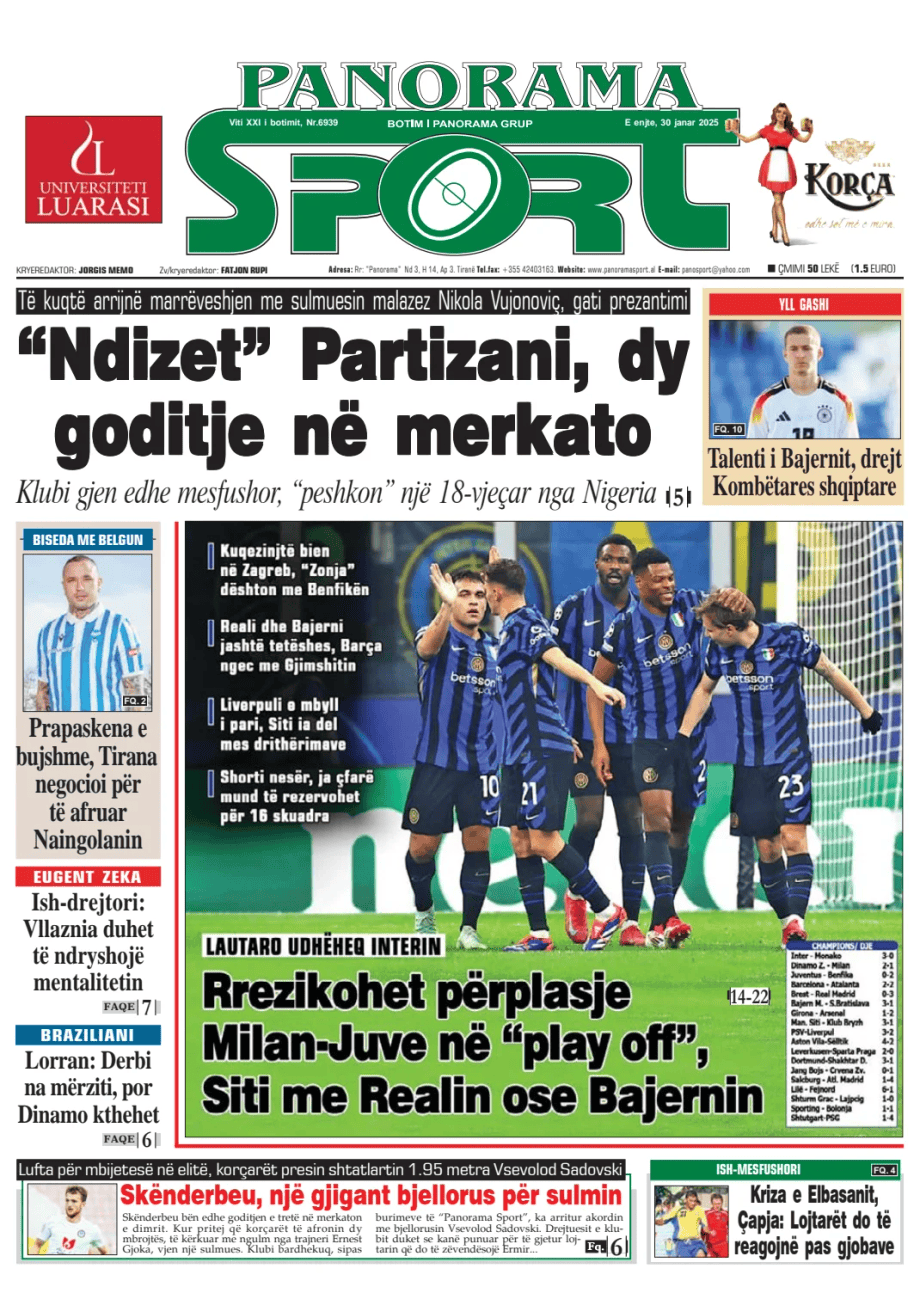 Prima-pagina-Panorama Sport-oggi-edizione-di-oggi-20250130